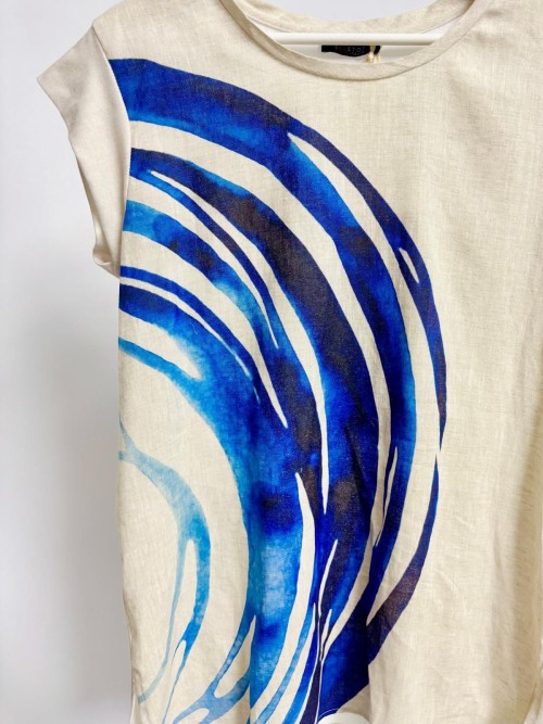 Sleeveless Printed Linen Top