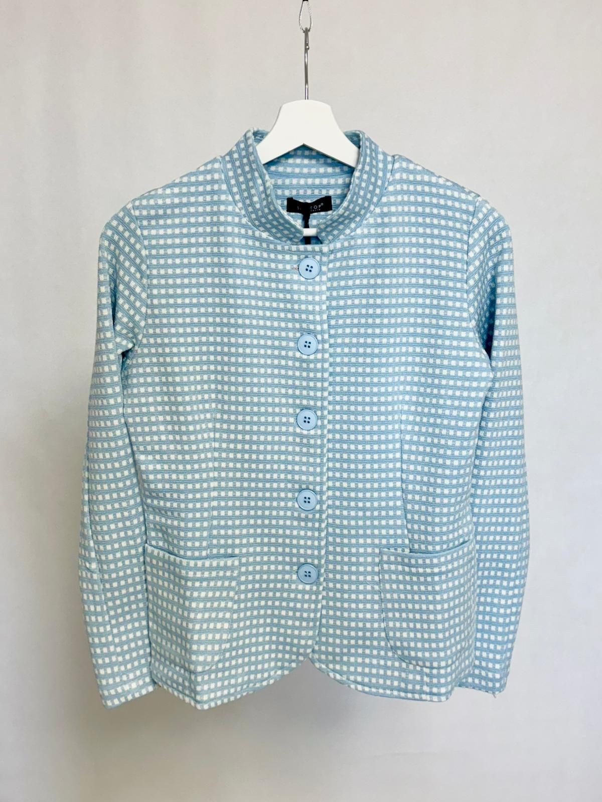 Checked jacket with mandarin collar