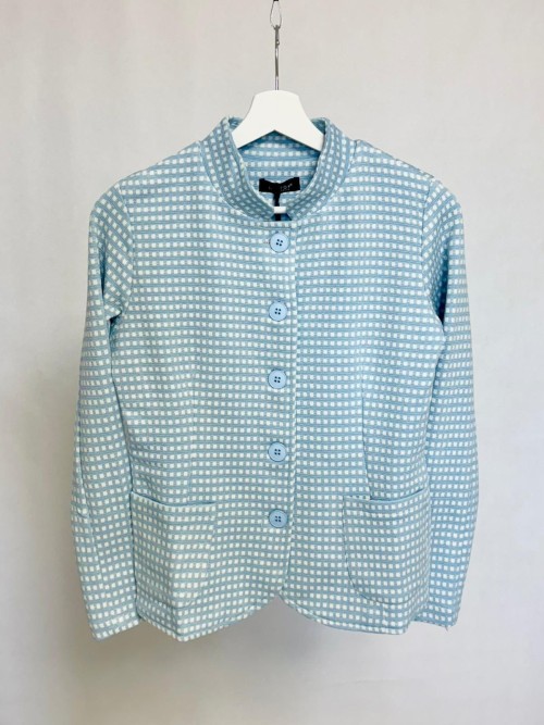 Checked jacket with mandarin collar