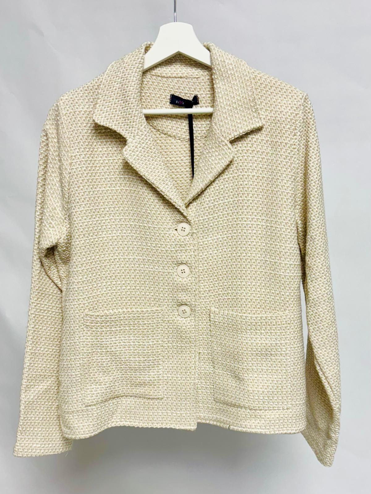 Cream Bouclé Knit Jacket with Buttons