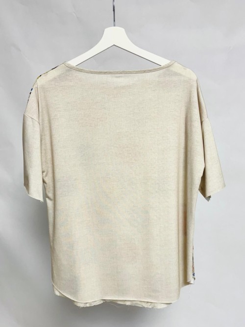 Oversized T-shirt with Abstract Pattern in linen