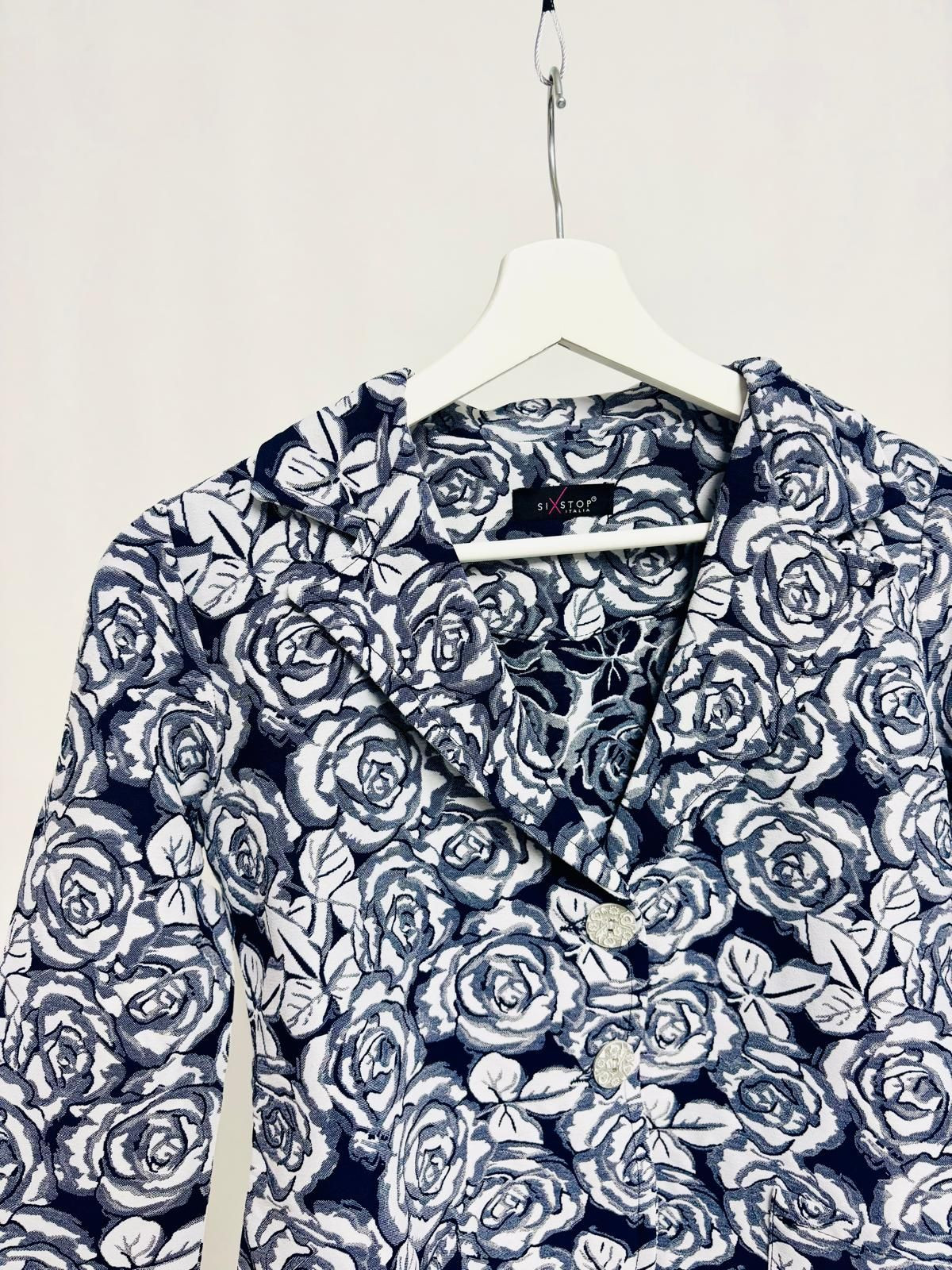 Floral Print Blazer with Decorative Buttons