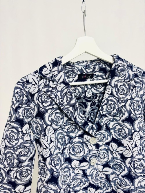 Floral Print Blazer with Decorative Buttons