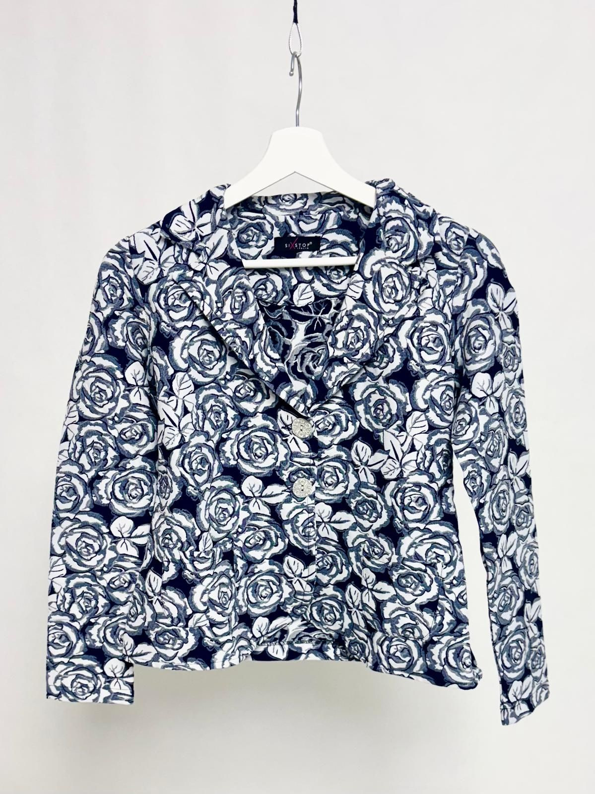Floral Print Blazer with Decorative Buttons