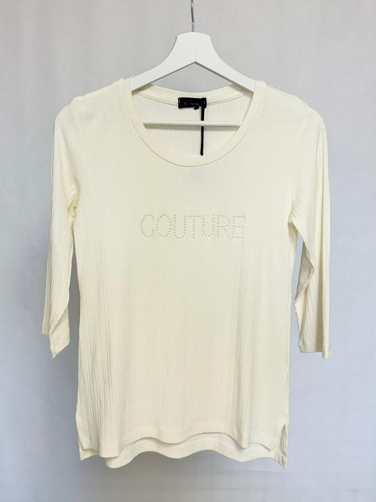 Ribbed sweater with decorative writing