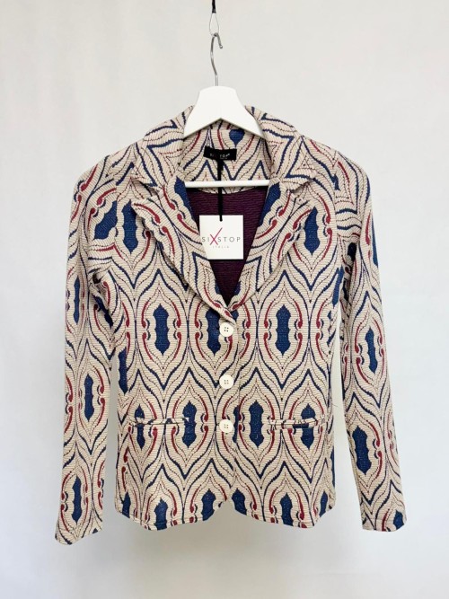 Jacquard blazer with geometric pattern