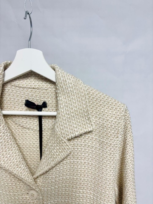 Cream Bouclé Knit Jacket with Buttons
