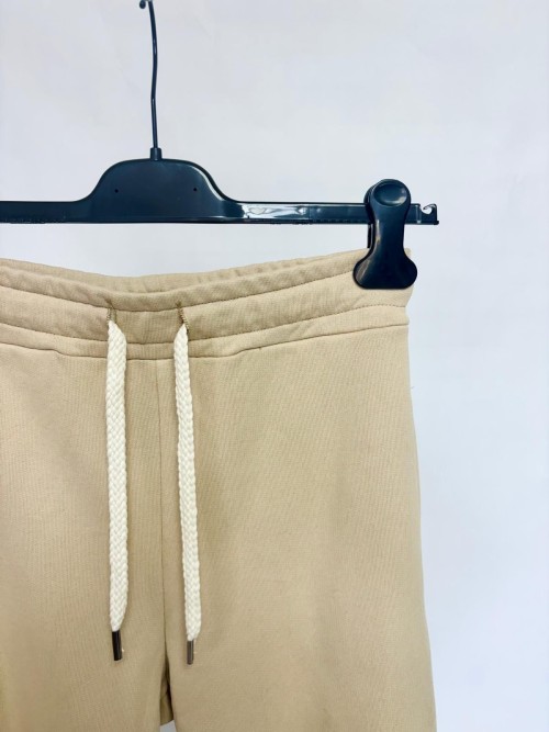 Beige Cotton Jogger Pants
