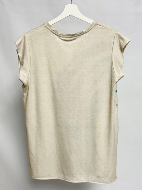 Sleeveless Printed Linen Top