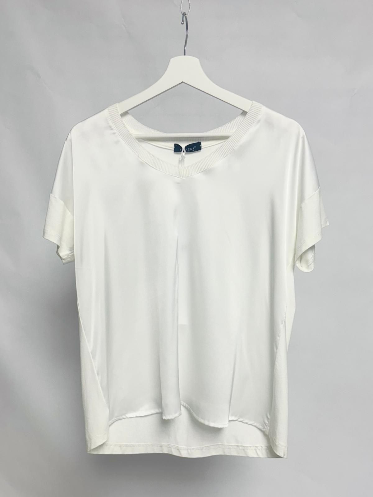 White Satin-Effect T-shirt