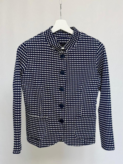 Checked jacket with mandarin collar