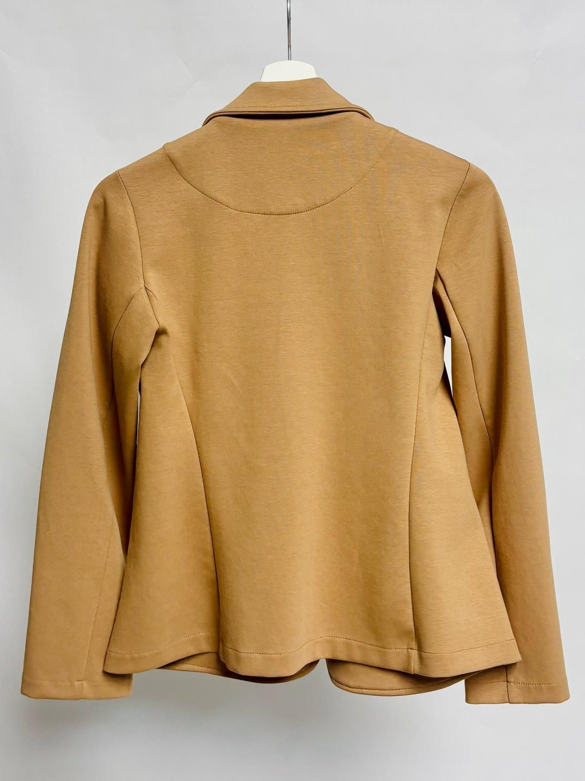 Camel Stretch Fabric Blazer with Pockets