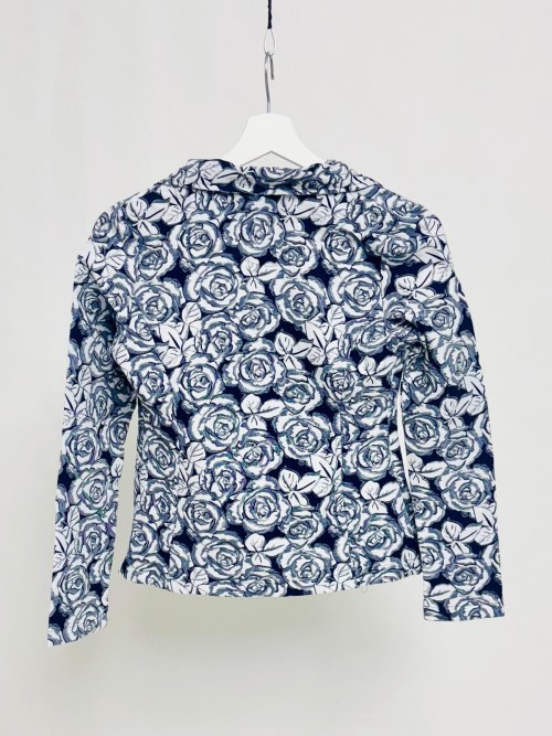 Floral Print Blazer with Decorative Buttons