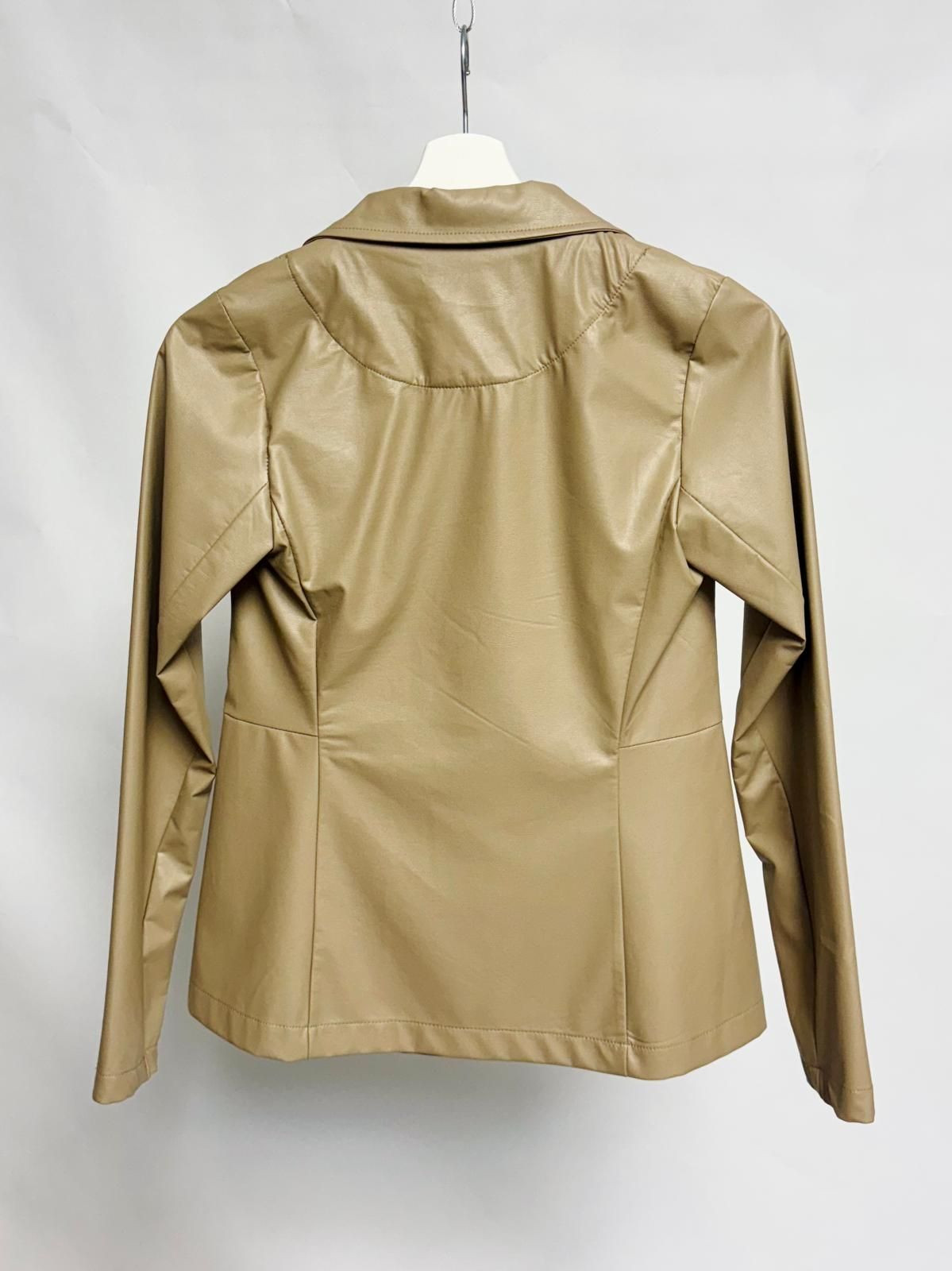 Faux Leather Blazer with Fabric Back