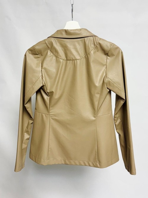 Faux Leather Blazer with Fabric Back