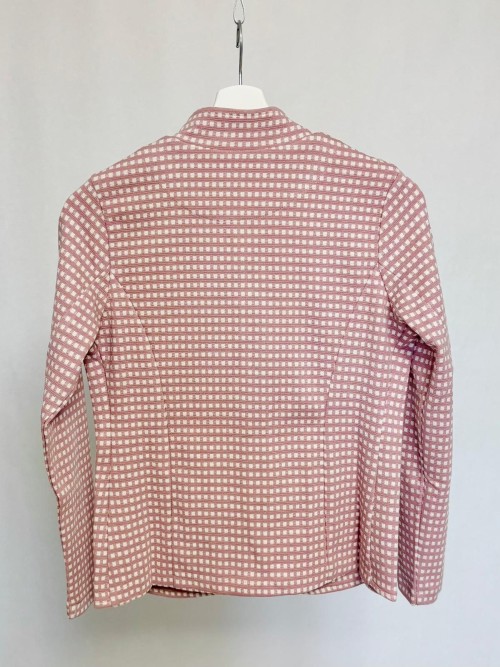 Checked jacket with mandarin collar
