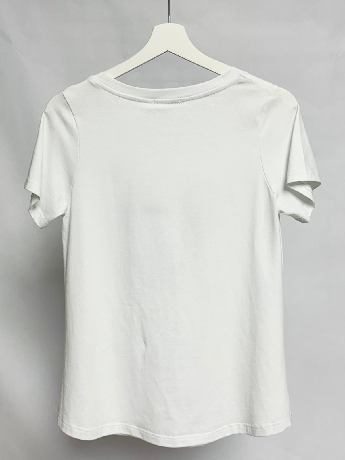 White T-shirt with Rhinestone Teddy Bear
