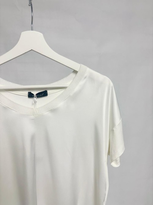 White Satin-Effect T-shirt