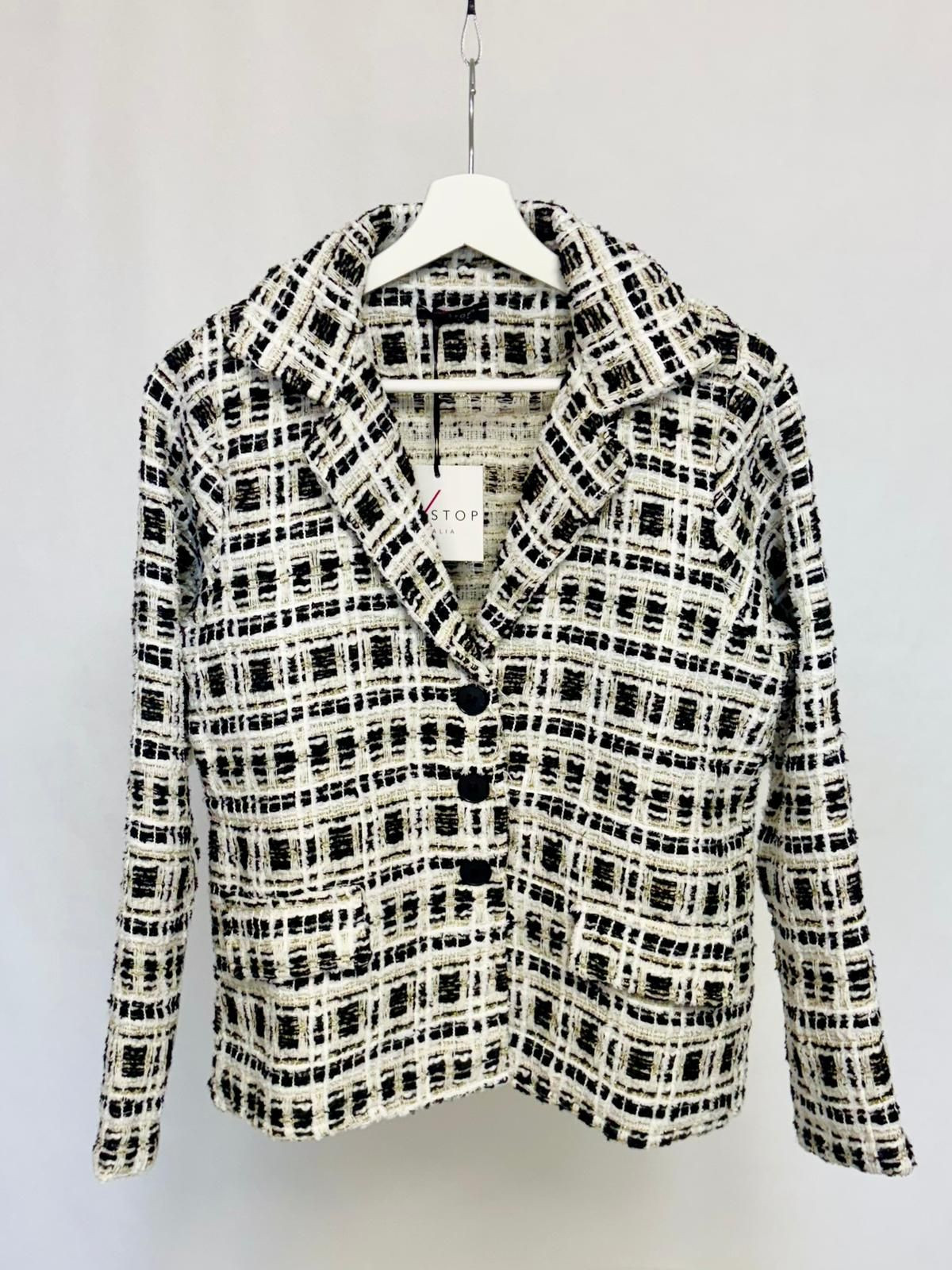Blazer in checked bouclé fabric