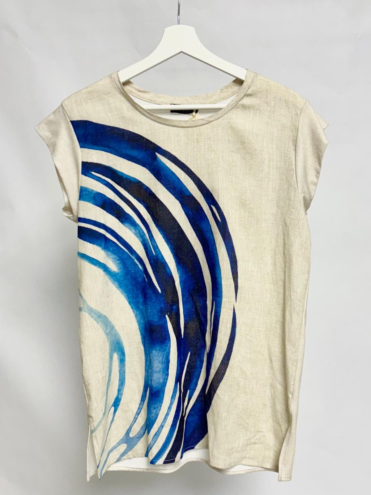 Sleeveless Printed Linen Top