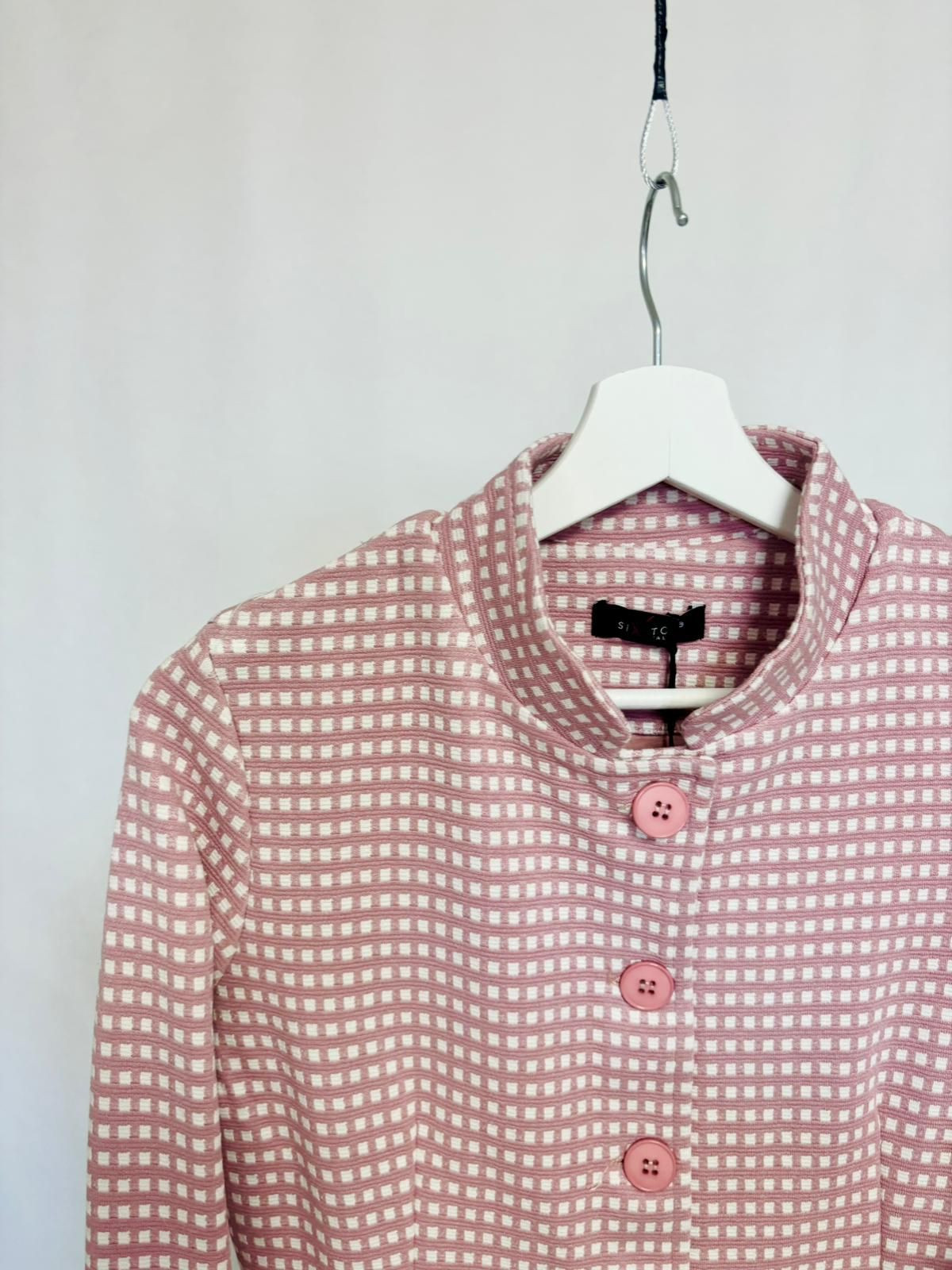 Checked jacket with mandarin collar