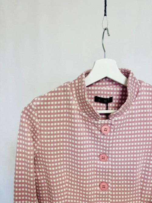 Checked jacket with mandarin collar
