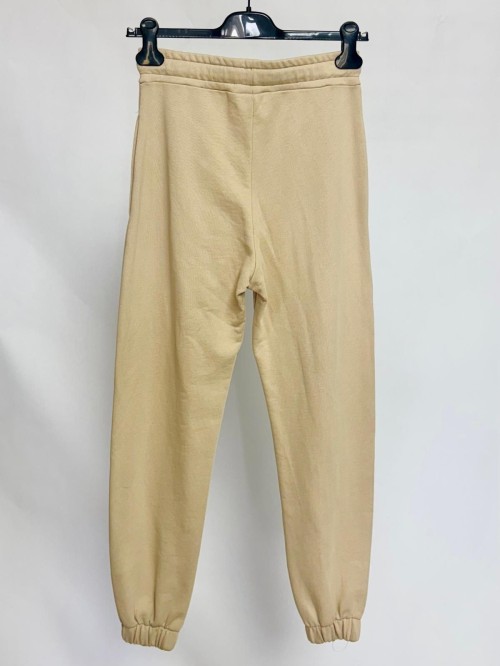 Beige Cotton Jogger Pants